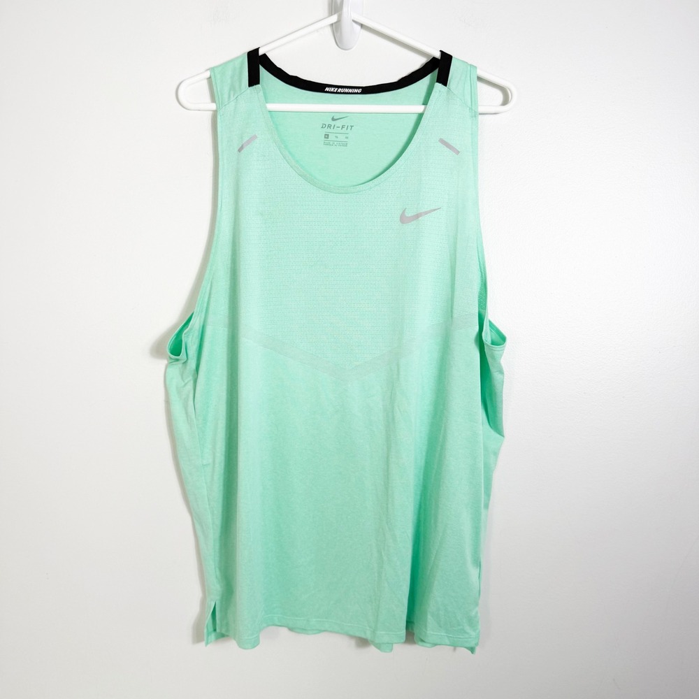 Nike Tank Top Mens XL Green Dri-Fit Running Sleeveless Shirt CZ9179-343